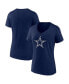 ფოტო #2 პროდუქტის Women's Navy Dallas Cowboys Icon Primary Team Logo V-Neck T-shirt