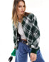 Фото #2 товара Mango tartan zip front knitted jacket in green