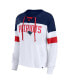 Фото #3 товара Women's White, Navy New England Patriots Even Match Lightweight Lace-Up Long Sleeve Top