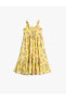 Elbise Midi Çiçekli Askılı Arkası Gipe Detaylı