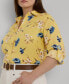 ფოტო #3 პროდუქტის Plus Size Linen Floral Shirt