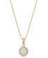 ფოტო #1 პროდუქტის Opal (1/2 ct. t.w.) & Diamond (1/5 ct. t.w.) Oval Halo 18" Pendant Necklace in 14k Gold