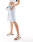 Фото #4 товара Pimkie longline bermuda denim shorts in blue bleach wash