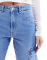 ONLY Riley high waisted straight cargo jeans in light blue wash