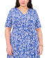 ფოტო #3 პროდუქტის Plus Size Printed Tie-Waist Midi Dress