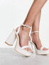 Фото #5 товара Glamorous Wide Fit platform heel sandals in white patent