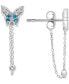 London Blue Topaz (1/6 ct. t.w.) & White Topaz (1/8 ct. t.w.) Butterfly Chain Earrings in Sterling Silver