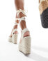 ASOS DESIGN Wide Fit Tyra closed toe wedges in natural linen