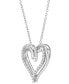 ფოტო #3 პროდუქტის Diamond Double Heart 18" Pendant Necklace (1/4 ct. t.w.) in Sterling Silver