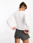 Mango boat neck long sleeve top in white