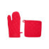 Oven Gloves and Pot Holder Set Atmosphera Red Cotton