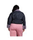 ფოტო #1 პროდუქტის Women's Plus Size Curvy Fit Zip Up Faux Fur Trim Trucker Jacket