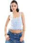 Фото #1 товара Mango bow front knitted cami in light blue