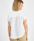 ფოტო #5 პროდუქტის Petite Cotton Gauze Camp Shirt, Created for Macy's