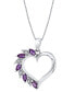 ფოტო #1 პროდუქტის Amethyst (3/8 ct. t.w.) & Diamond Accent Open Heart 18" Pendant Necklace in 10k White Gold