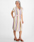 Фото #2 товара Petite Striped Cotton Camp Shirt Dress, Created for Macy's