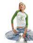 Фото #1 товара Daisy Street broccoli nyc raglan tee in white and green