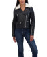 Фото #1 товара Women's Sebby Collections Faux Leather Moto Jacket With Detachable Faux Fur Collar