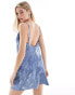 Фото #3 товара Vero Moda low back satin mini dress co-ord in denim print