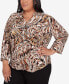 Plus Size Rue Rivoli Women's Brushstroke Textured Button Front Top