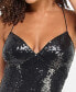 Juniors' Sequined Strappy-Back Evening Gown