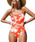 Women's Elevated Tropicals Ruched Strappy One Piece Swimsuit
