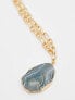 DesignB London semi precious faux stone statement necklace in gold