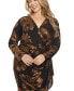 ფოტო #4 პროდუქტის Plus Size Foil-Flower Faux-Wrap Sheath Dress