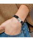 ფოტო #1 პროდუქტის Stainless Steel Brushed Black Leather Bracelet