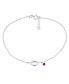 Фото #1 товара Lover Sexy Kissing Lip Red Heart CZ Charm Anklet Link Ankle Bracelet For Women Teen For Girlfriend .925 Sterling Silver 9-10 Inch Adjustable