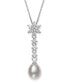 ფოტო #1 პროდუქტის Cultured Freshwater Pearl 7-8mm and Cubic Zirconia Drop Pendant in Sterling Silver with 18" Chain