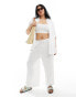 ASOS DESIGN Curve wide leg pull on trouser with linen in white