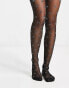 Фото #8 товара ASOS DESIGN 30 denier glitter star tights in black and silver