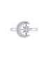 Moon Cradled Star Design Sterling Silver Diamond Women Ring