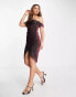 Фото #8 товара Lavish Alice glitter velvet off shoulder midi dress in burgundy