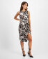 Petite Printed Tie-Front Midi Dress, Created for Macy's spotted animal, P/L - фото #1