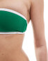 Фото #3 товара Free Society contrast bandeau bikini top in green and white