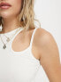 Stradivarius seamless one shoulder top in white