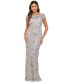 Фото #1 товара Women's Embroidered Floral Lace Boat-Neck Gown