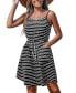 ფოტო #1 პროდუქტის Women's Black & White Stripe Scoop Neck Sleeveless Mini Beach Dress