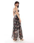 ASOS DESIGN soft maxi sundress with cutout in black floral print