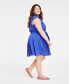 Фото #2 товара Trendy Plus Size Flutter-Sleeve Shirtdress, Created for Macy's