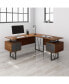 Фото #1 товара Reversible L-Shaped Computer Desk With Drawers And File Cabinet, Walnut