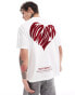 Фото #1 товара Bershka boxy fit flock heart t-shirt in white