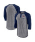 Men's Heathered Gray, Navy Minnesota Twins Iconic Above Heat Speckled Raglan Henley 3/4 Sleeve T-shirt