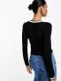 Фото #7 товара ASOS DESIGN crew neck sheer jumper with contrast tipping in black