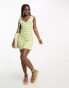 Фото #1 товара JDY exclusive tie shoulder mini dress in yellow & blue floral