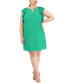 Фото #4 товара Plus Size Jewel-Neck Pleat-Sleeve Dress