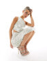 Rare London – One-Shoulder-Midikleid in Metallic-Creme mit Raffungen