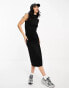 Фото #2 товара Vila bodycon high neck midi dress in black